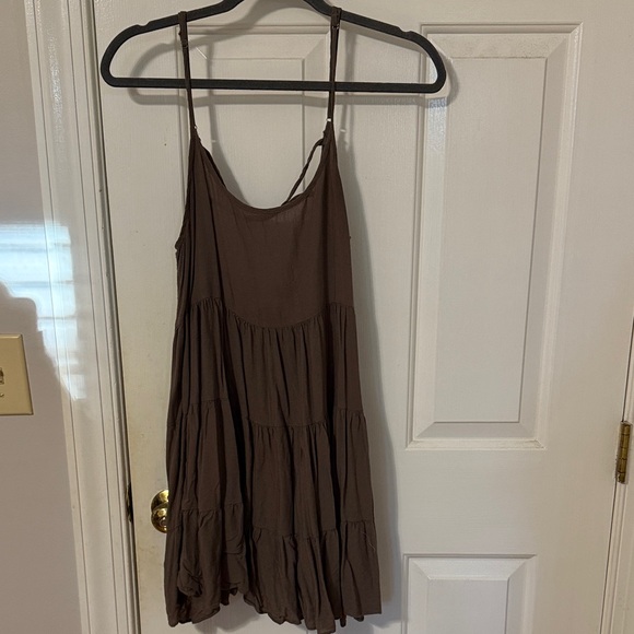 Altar'd State Chocolate Tiered Mini Dress - Picture 1 of 2